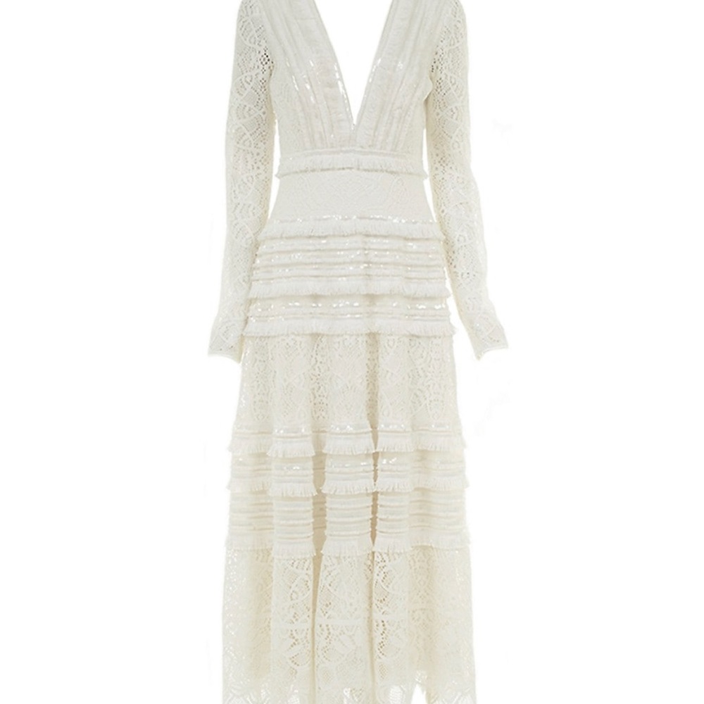Tadashi Lace MIDI White dress- size 2